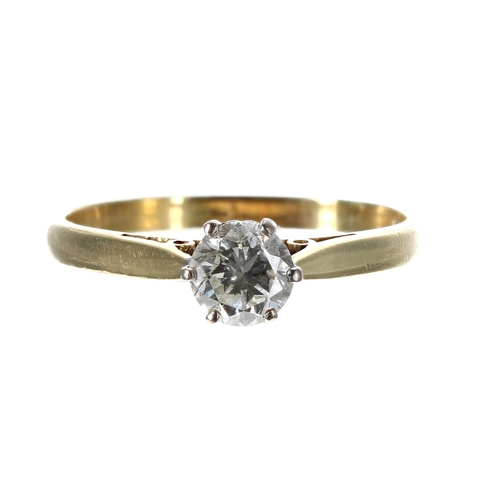 390 - Boodles 18ct yellow gold solitaire diamond ring, 0.50ct approx, clarity SI2, colour I, signed, 5mm, ... 