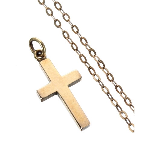 274 - 9ct yellow gold cross pendant on chain, 2.7gm