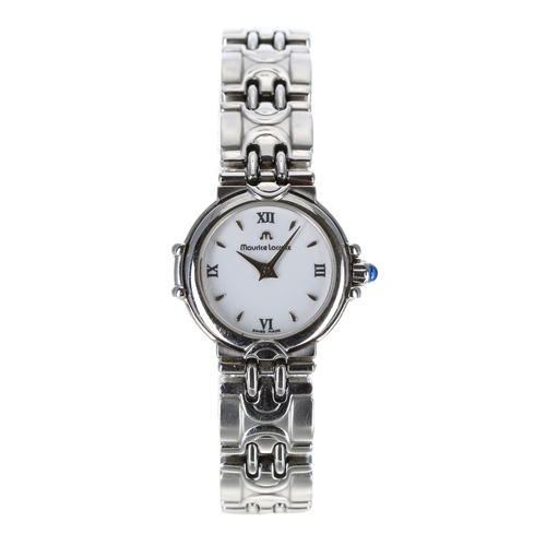 90 - Maurice Lacroix stainless steel lady's wristwatch, reference no. 7395, serial no. 59xxx, white dial,... 