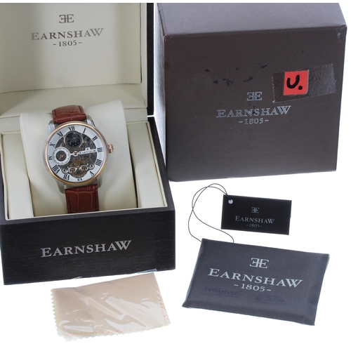 92 - Thomas Earnshaw Longitude Dual Time skeleton stainless steel gentleman's wristwatch, ref. ES-8006-03... 