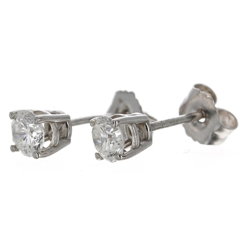 353 - Pair of platinum diamond stud earrings, round brilliant-cuts, each 0.22ct approx, clarity I1, colour... 