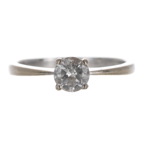 385 - 18ct white gold solitaire diamond ring, round brilliant-cut, 0.50ct approx, clarity I1, colour H, wi... 