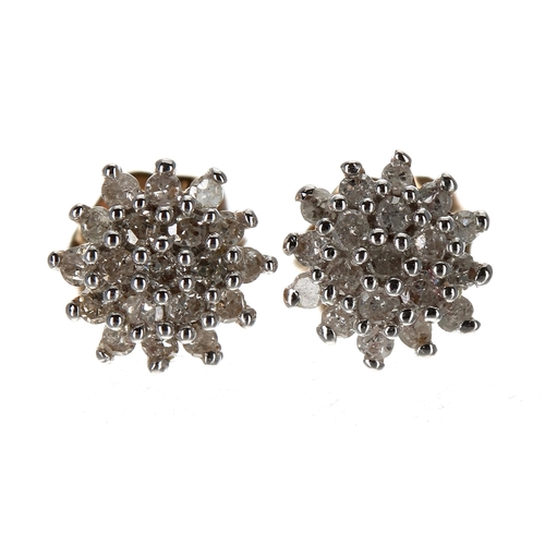 399 - Pair of 9ct diamond cluster earrings, 6mm