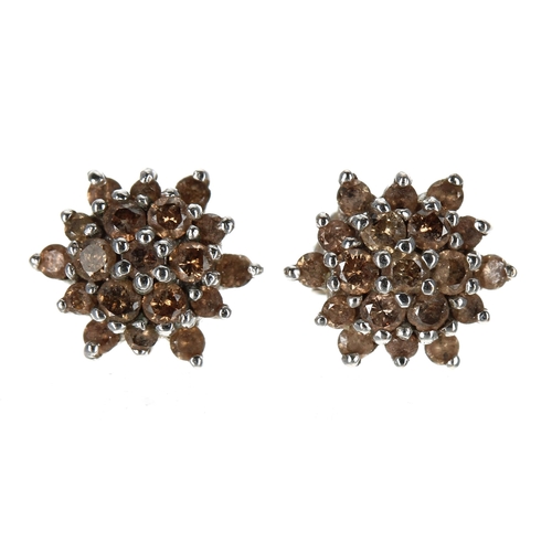 400 - Pair of 9ct diamond cluster earrings, 8mm