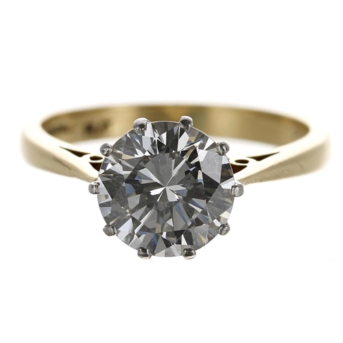 451 - Good certified 18ct solitaire diamond ring, round brilliant-cut, 2.17ct, clarity SI1, colour I, 4.5g... 