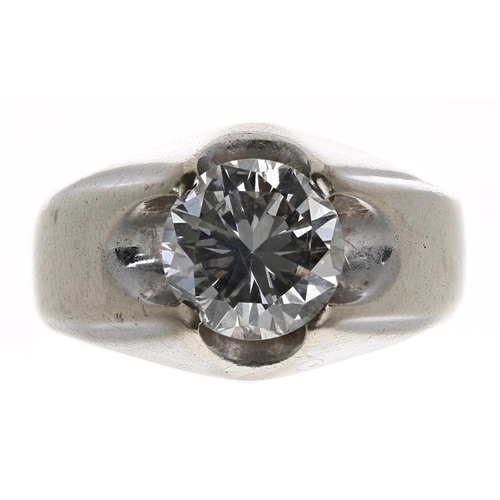 453 - White metal diamond solitaire ring, approx 1.60ct, clarity VS, colour I/J, 7.8gm (Ref. 43)... 