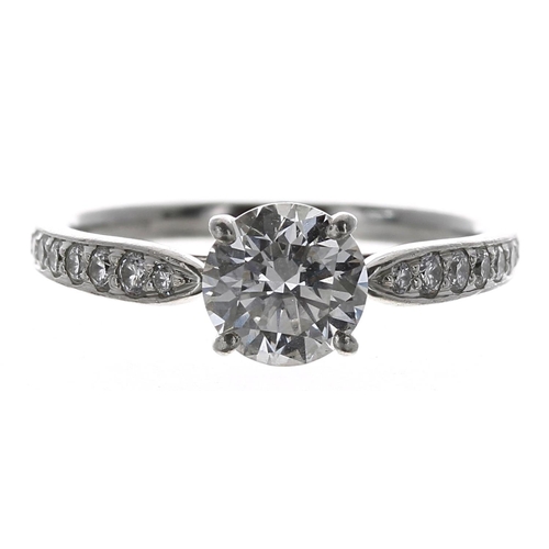 462 - Tiffany & Co. platinum diamond set ring, round brilliant-cut 0.80ct approx, clarity VS, colour H... 