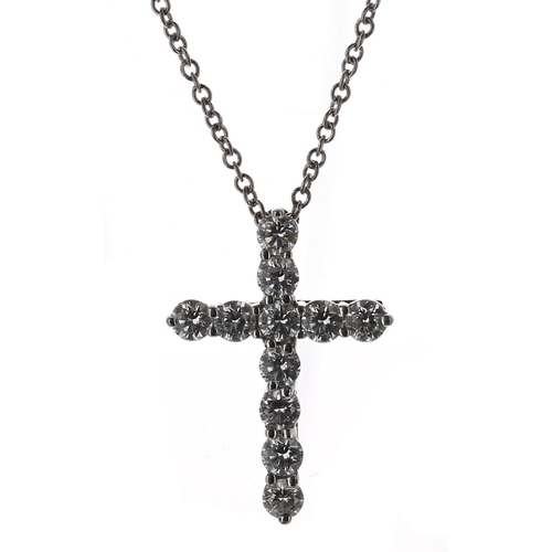 474 - Tiffany & Co. small platinum diamond set cross pendant, 0.30ct approx, clarity VS, colour G/H, 3... 