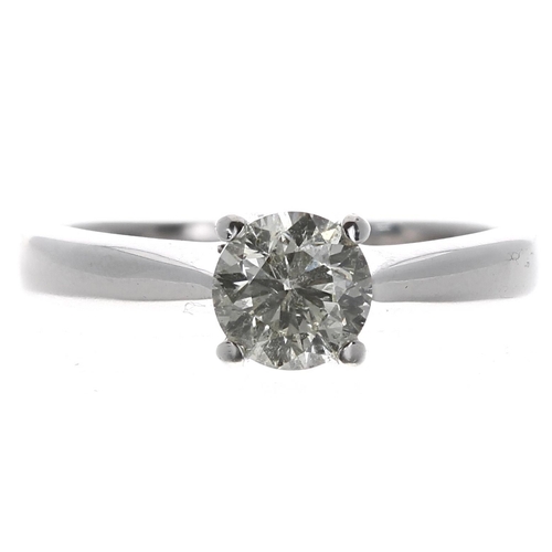 242 - Good 18ct white gold solitaire diamond ring, modern round brilliant cut, 0.95ct approx, clarity I1, ... 