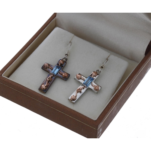 197 - Clogau Gold silver and gilt cross topaz set pendant on necklace, 9.3gm, the pendant 36mm; together w... 