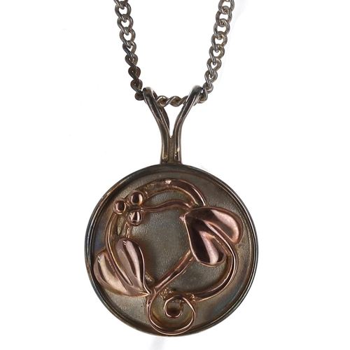 198 - Clogau Gold silver and gilded circular pendant on chain, the pendant 15mm; together with a pair of C... 