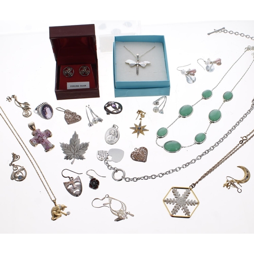 395 - Collection of mostly silver and assorted costume jewellery