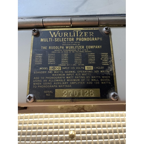 583 - Fine Wurlitzer 1956 'Centennial' model 2000 jukebox, serial no. 270128; complete with an extensive 4... 