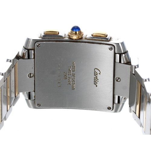46 - Cartier Tank Francaise Chronoflex stainless steel and gold gentleman's wristwatch, reference no. 230... 