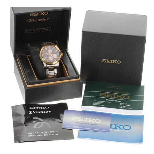 93 - Seiko Premier 'Novak Djokovic' Special Edition Kinetic stainless steel gentleman's wristwatch, refer... 