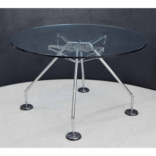 689 - Sir Norman Foster for Tecno, 'Nomos' circular table, the glass top on a chrome plated steel tubular ... 