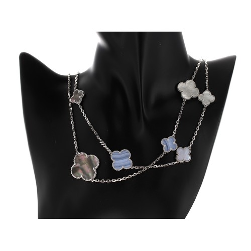 500 - Van Cleef & Arpels 'Magic Alhambra' mother of pearl 18ct white gold long necklace, 68GJB228613, ... 