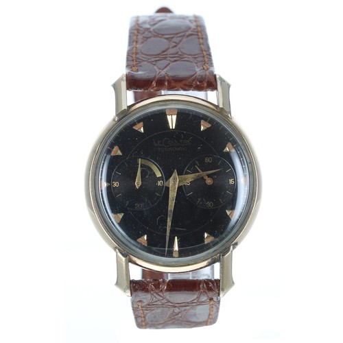 75D - LeCoultre Futurematic automatic gold plated gentleman's wristwatch, circular black dial with applied... 