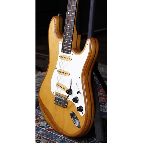 683 - Custom S Type electric guitar; Body: natural stripped 1970s Japanese ply body; Neck: Fender licensed... 