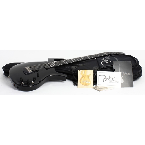 203 - 2003 Parker Fly electric guitar, made in USA; Body: black finish, a few minor scratches to back and ... 