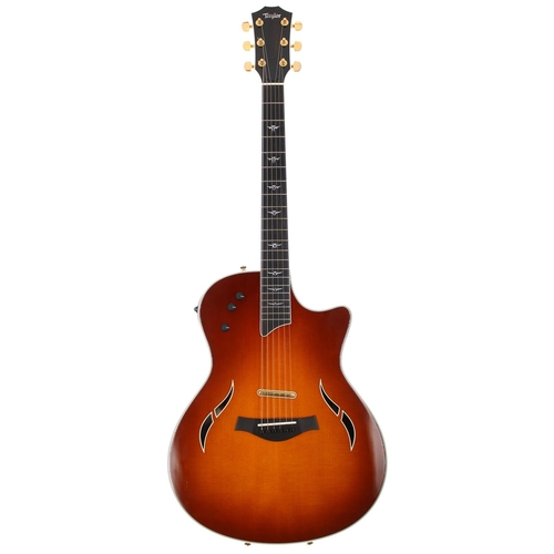 207 - 2005 Taylor T5-C semi-hollow body electric guitar; Back and sides: mahogany; Top: amber burst finish... 