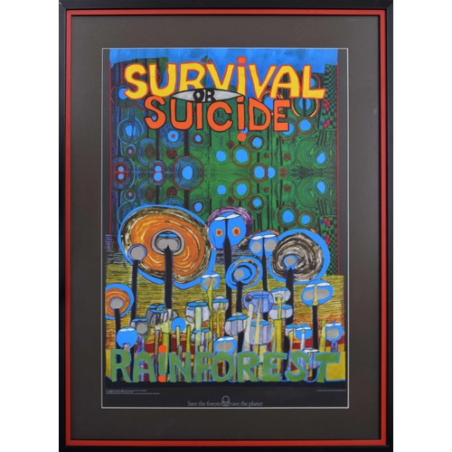 837 - Friedensreich Hundertwasser (Austrian 1928-2000), 'Survival or Suicide, Rainforest' offset lithograp... 