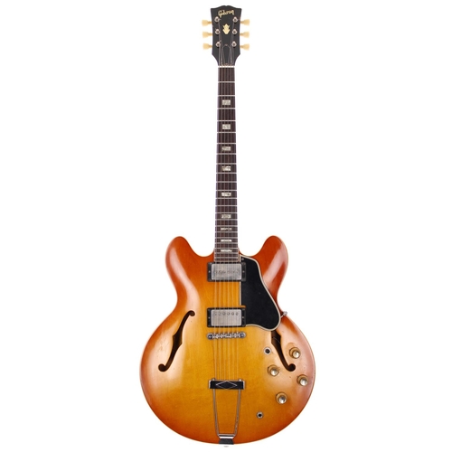 134 - Gibson ES-335TD semi-hollow body electric guitar, made in USA (1966-69); Body: tea burst finish, lac... 