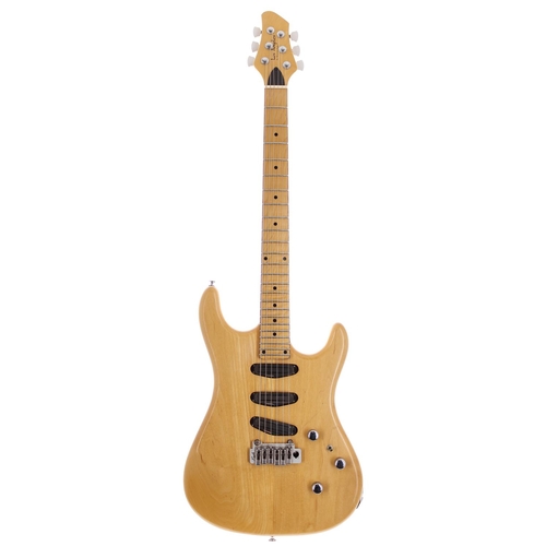 239 - 1994 Patrick Eggle Los Angeles electric guitar, made in England; Body: natural finish, light buckle ... 