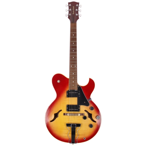 256 - Gordon Smith Gypsy hollow body electric guitar, made in England; Body: cherry sunburst finish, a few... 