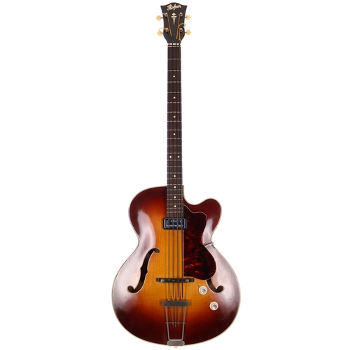 257 - 1964 Hofner Senator bass guitar, made in Germany; Body: brunette finish, light buckle scratching to ... 