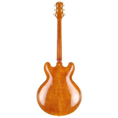 308 - Peerless PM20WC semi-hollow body electric guitar, made in Korea; Body: amber figured maple finish, a... 