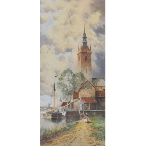 1273 - Louis Van Staaten (1859-1924) - Dutch river landscape, signed, watercolour, 26