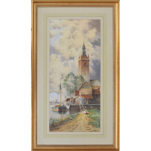 1273 - Louis Van Staaten (1859-1924) - Dutch river landscape, signed, watercolour, 26