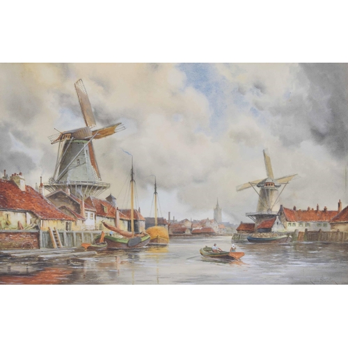 1274 - Louis Van Staaten (1859-1924) - Dutch river landscapes, signed, watercolour, 20