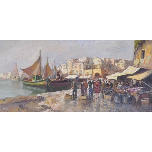 1275 - Giuseppe Torre (Italian, 20th century) - Annunziata, Naples, signed, titled verso, oil on board, 8