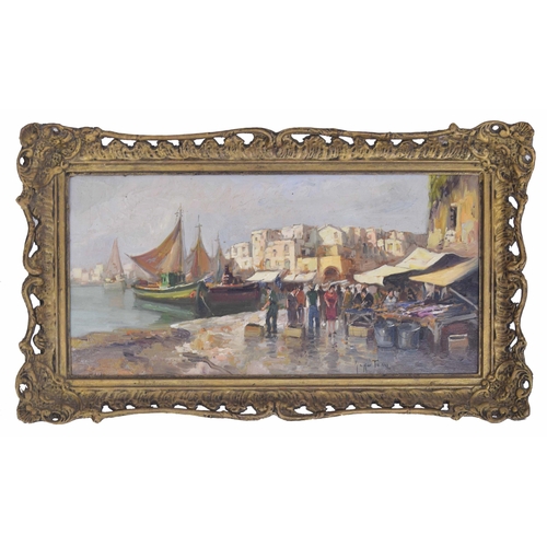 1275 - Giuseppe Torre (Italian, 20th century) - Annunziata, Naples, signed, titled verso, oil on board, 8