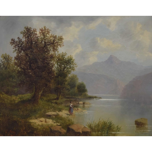 1277 - G* Cante (19th century) - Lake Starnberg (Germany), signed, label verso, oil on canvas, 22