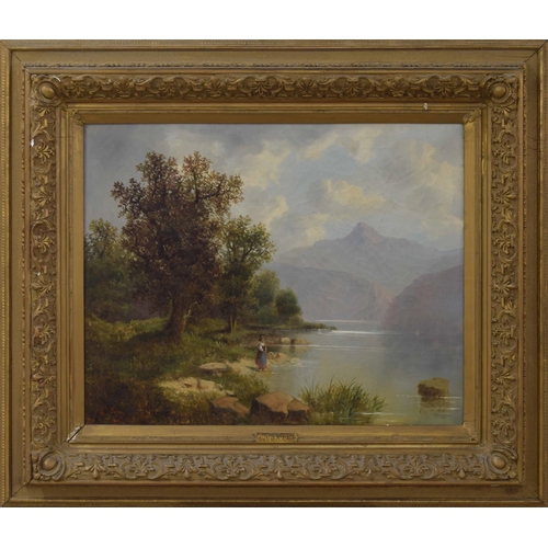 1277 - G* Cante (19th century) - Lake Starnberg (Germany), signed, label verso, oil on canvas, 22