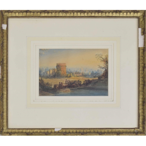 1280 - Circle of Anthony Van Dyke Copley Fielding - Environs of Rome, bears a signature and date 1834, labe... 