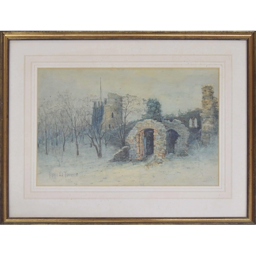 1290 - Alfred Oliver Townsend (British, 1846-1917) - Study of castle ruins, signed and dated 1889, watercol... 