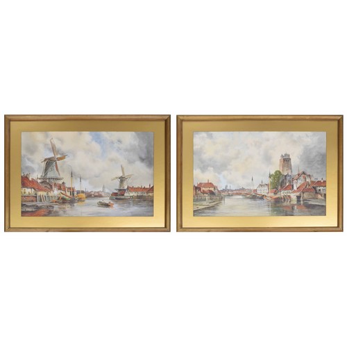 1274 - Louis Van Staaten (1859-1924) - Dutch river landscapes, signed, watercolour, 20