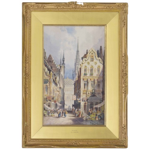 1266 - Charles James Keats (19th century) - 'Brussells', signed, watercolour, 19