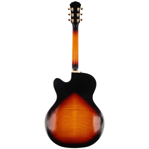 357 - 2007 Freshman FJ2 3TS semi-hollow body electric guitar; Body: three-tone sunburst finished highly fi... 