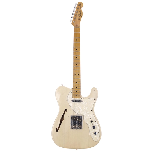 62 - 1969 Fender Thinline Telecaster electric guitar, made in USA; Body: see-through blonde refinish, hum... 