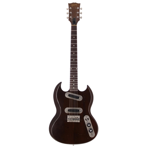 146 - Early 1970s Gibson SG200 electric guitar, made in USA; Body: walnut finish, large buckle blemish to ... 