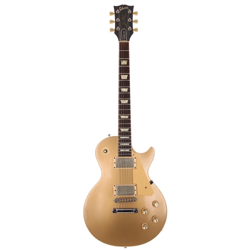 148 - 1977 Gibson Les Paul Deluxe electric guitar, made in USA; Body: gold top refinish upon mahogany back... 