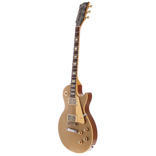 148 - 1977 Gibson Les Paul Deluxe electric guitar, made in USA; Body: gold top refinish upon mahogany back... 