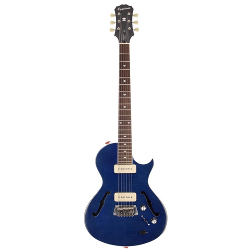 181 - 2015 Epiphone Blueshawk Deluxe electric guitar, made in China; Body: blue finish, light surface mark... 