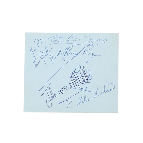 506 - Jimi Hendrix interest - set of Riot Squad autographs including Mitch Mitchell, with tribute 'To Pat'... 