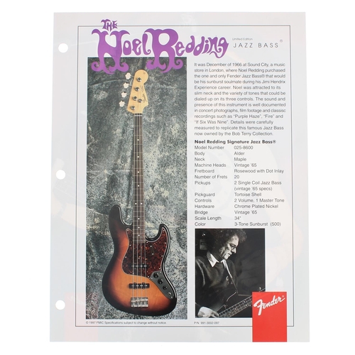 513 - Noel Redding - autographed Fender Limited Edition Noel Redding Jazz Bass cut-out, signed by Noel Red... 